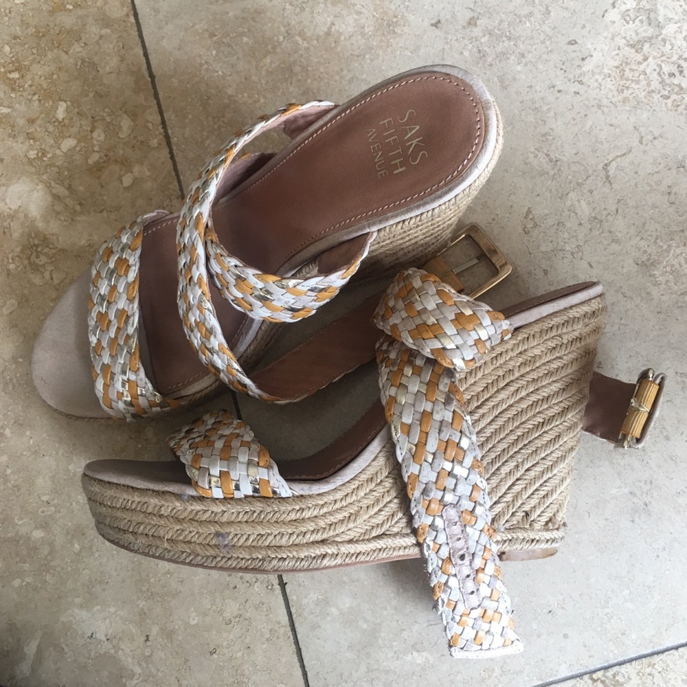 Saks Fifth Avenue wedge sandals size 9.5
